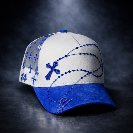 Bible Long Chain White Blue Cap