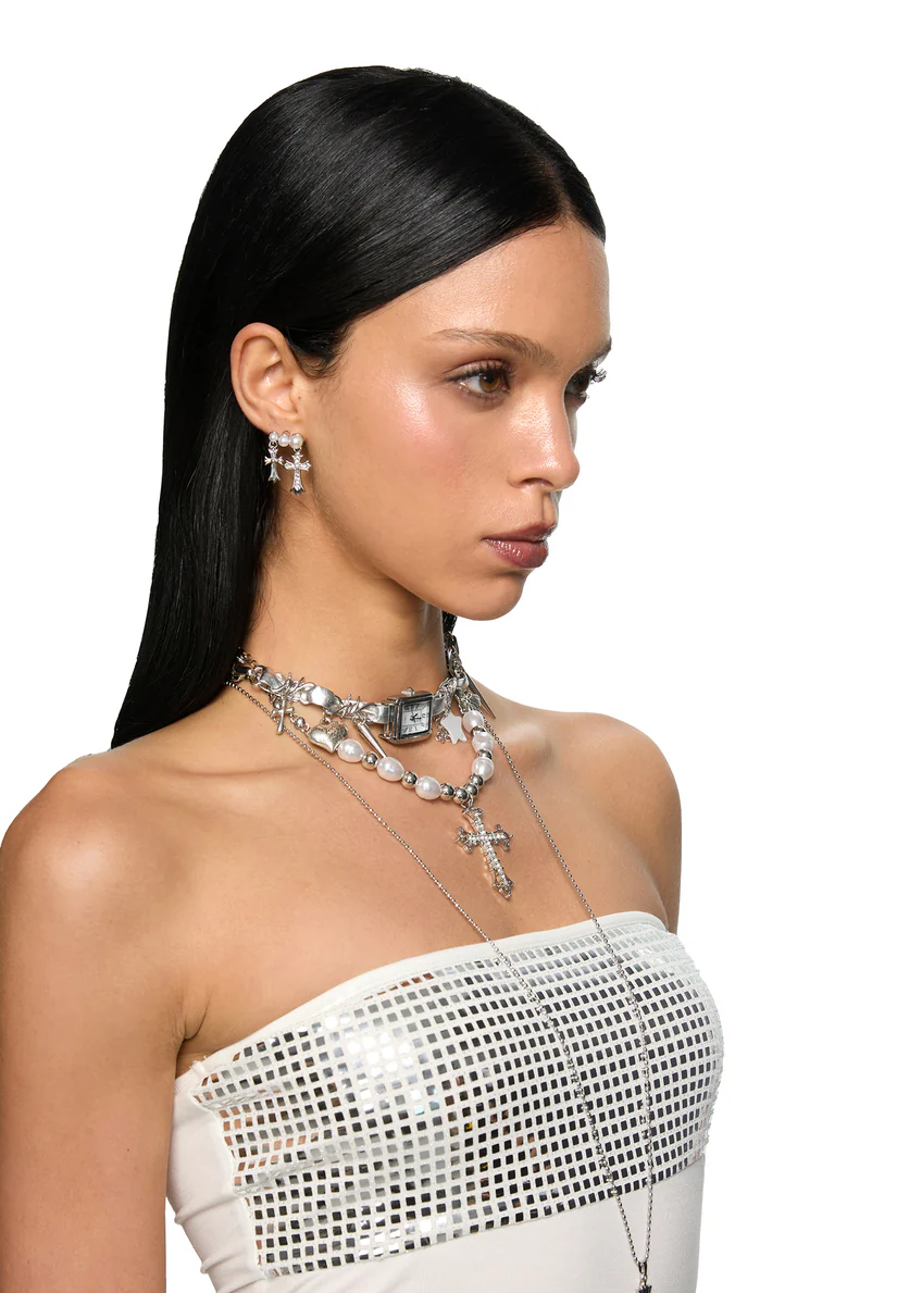 Vintage Pearl Cross Necklace