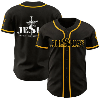 Jesus Cross Nail and Crown of Thorns Baseball Jersey